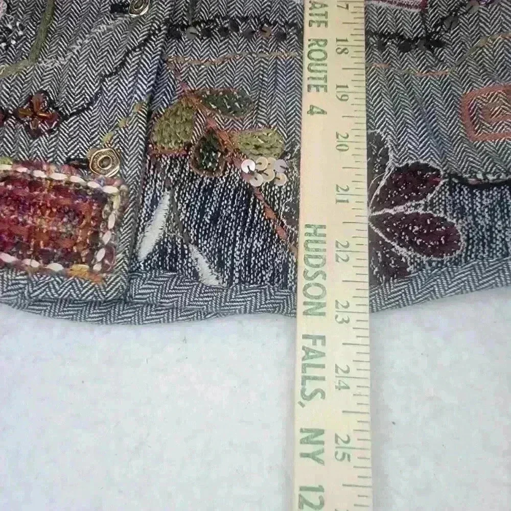 Chicos Vest Small Patchwork Embroidered Sashiko E… - image 10